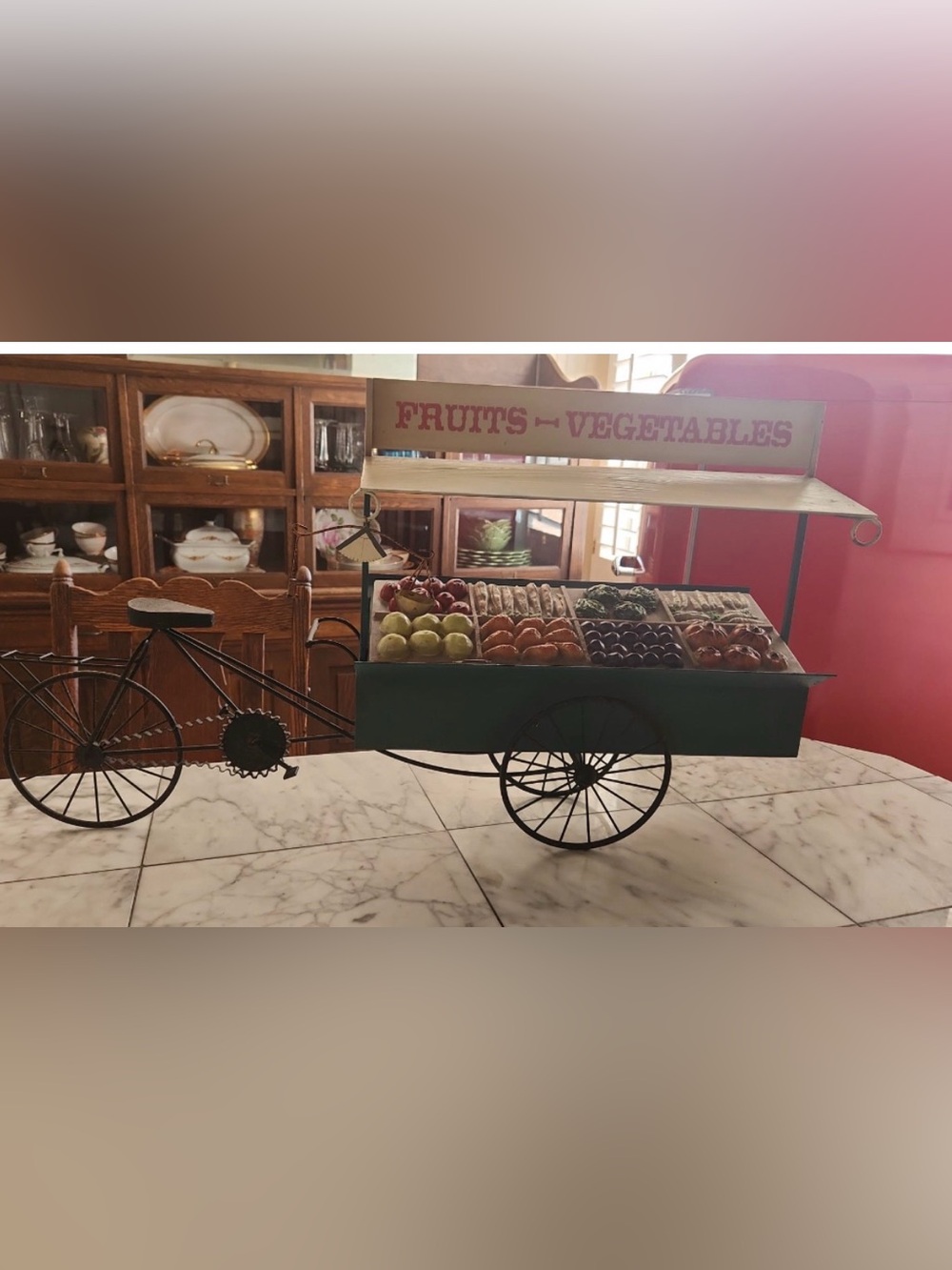 Vintage Curtis Jere fruit & Veg Decorative Market Cart -